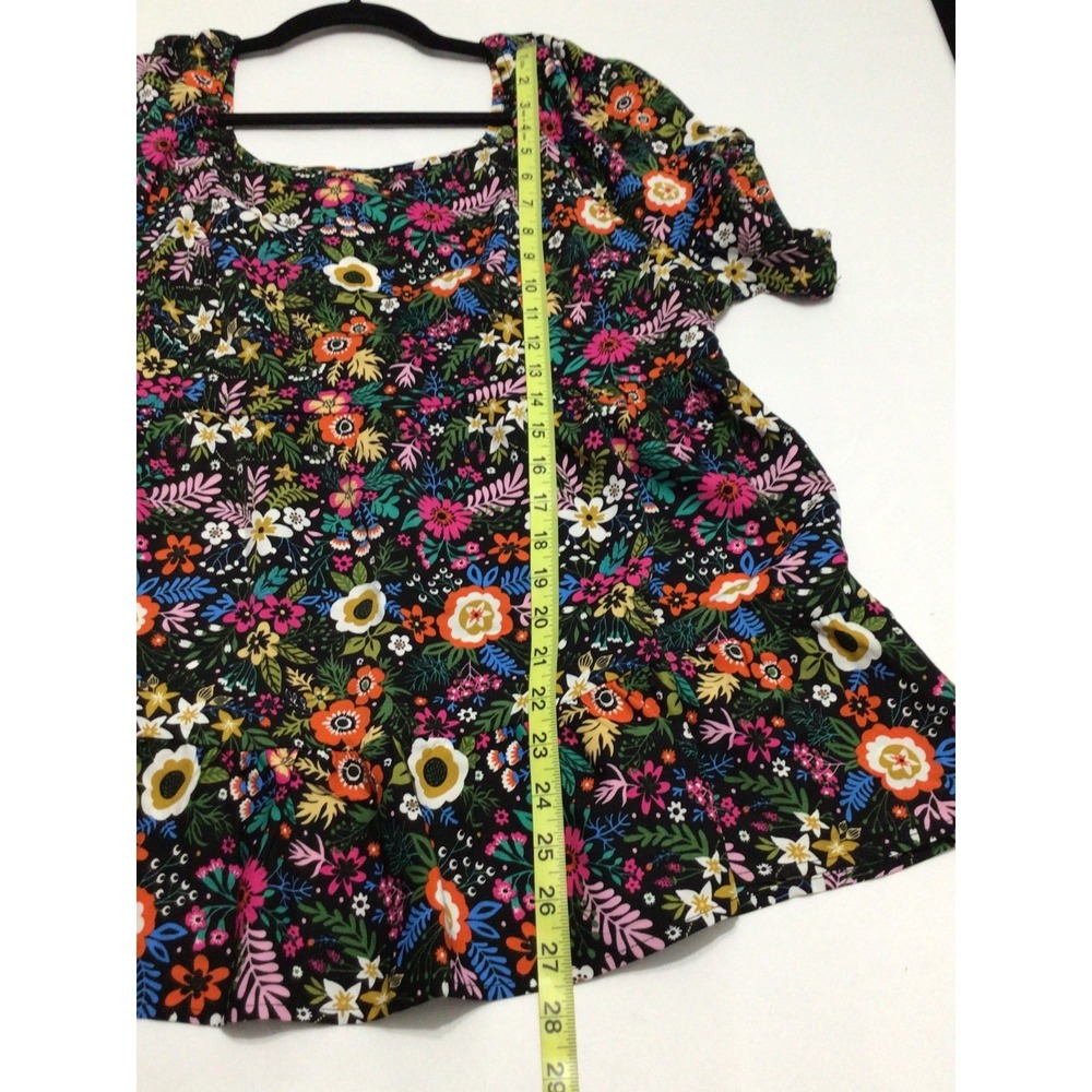 Bloomchic Women Floral Square Neck Tiered Babydoll Top Short Sleeve Multi Color - Picture 4 of 7